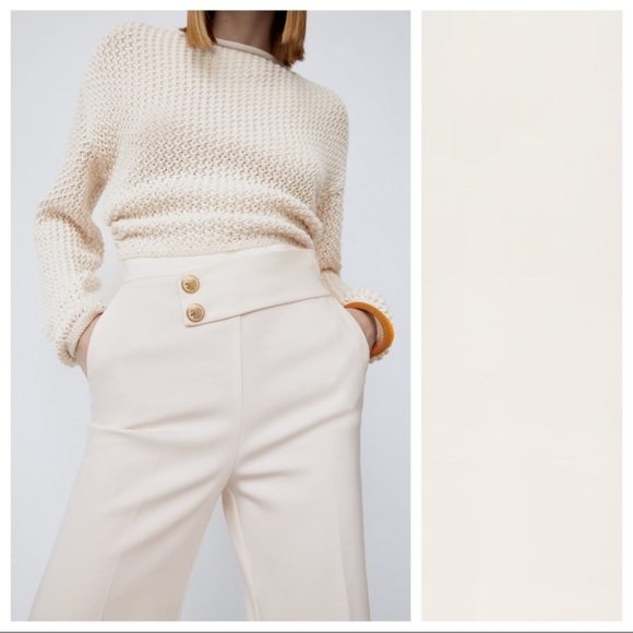 🦋 Bloggers’ Favorite 🦋 Zara Ecru Buttoned Pants Size L - Picture 6 of 16